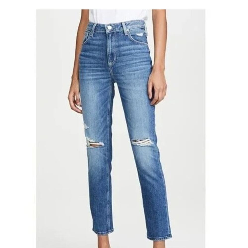 Anthropolgie Paige Sarah Slim Straight Classic High Rise Distressed Jean 26 Blue